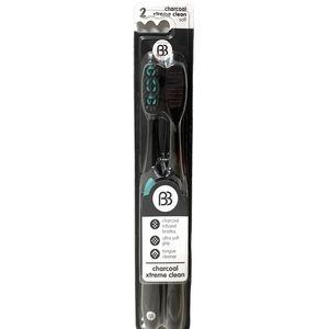 Brush Buddies Charcoal Extreme Clean 2pc Toothbrush Set Soft NWT